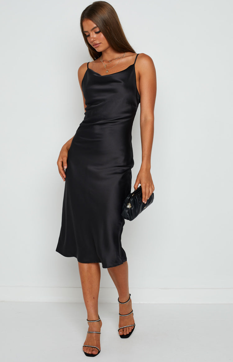 Schiffer Slip Midi Dress Black – Beginning Boutique