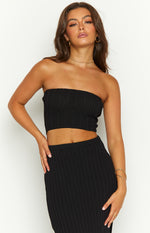 Summertime Black Knit Bandeau Top Image