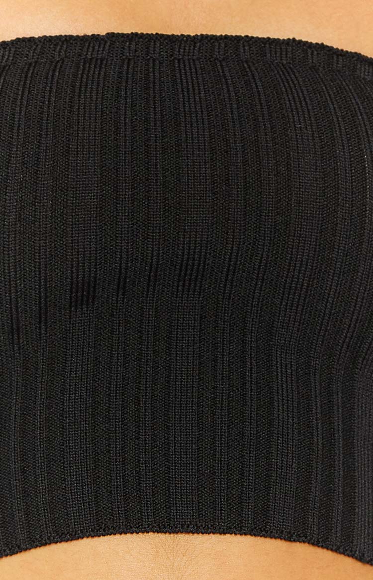 Summertime Black Knit Bandeau Top Image