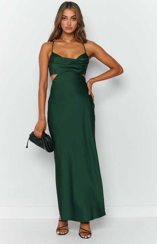 Taleah Cut Out Maxi Dress Green – Beginning Boutique