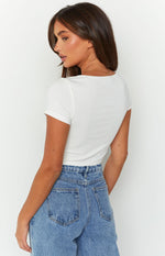 Zaylia Split Front White Crop Top Image