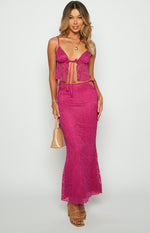 Alexia Fuschia Lace Tie Up Front Top Image